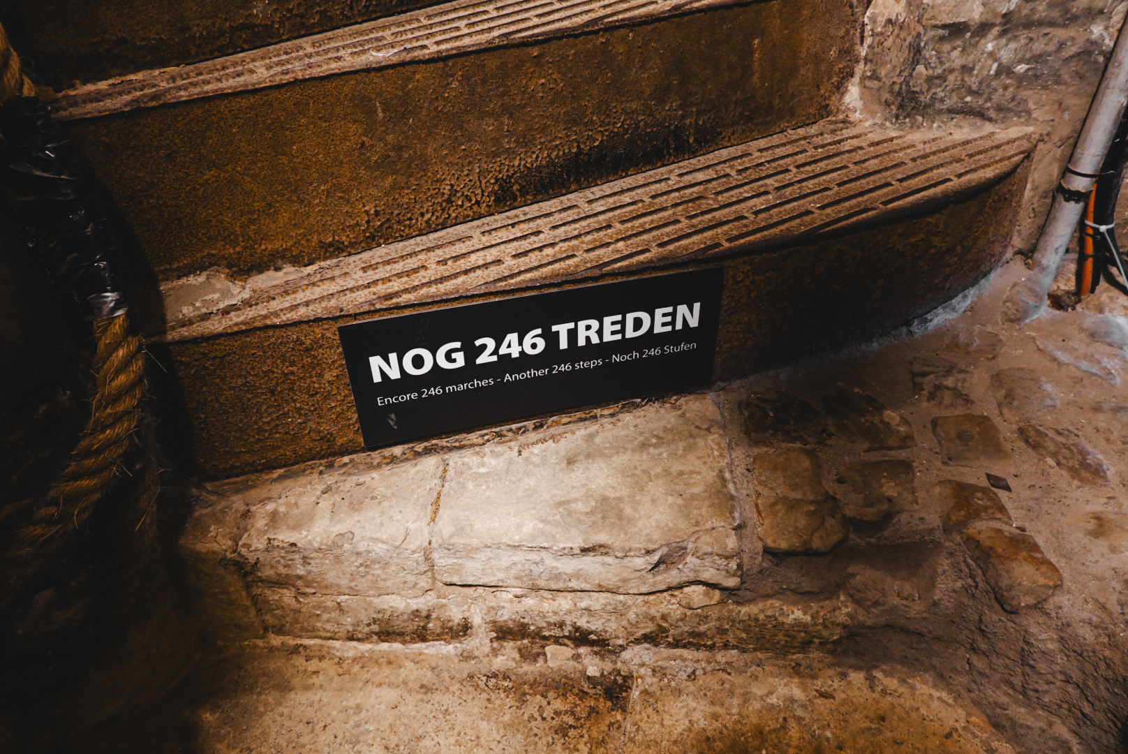 De wenteltrap telt 246 treden in de Sint-Maartentoren.