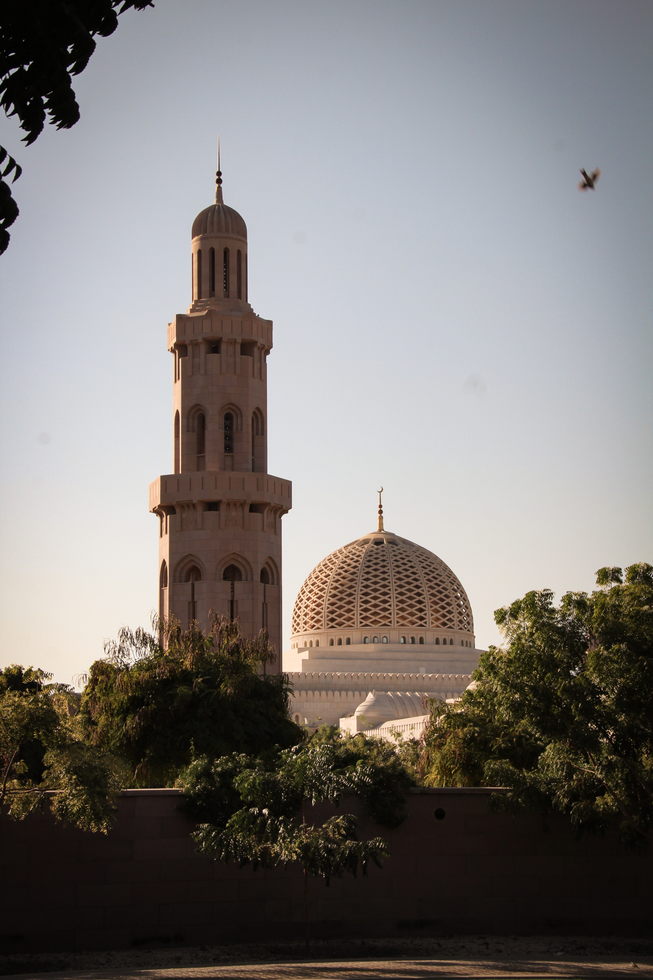 Minaret en koepel van moskee van Sultan Qaboos, Muscat te Oman.